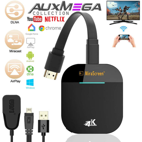 Auxmega™ Wireless Streaming Media Player by Mirascreen w/ 2.4G/5G Bandwidth & 4K HD - Celly Swag