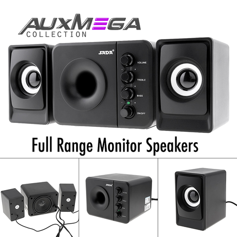 Auxmega™ Full Range 3D Stereo Studio Monitor Speakers by Sada