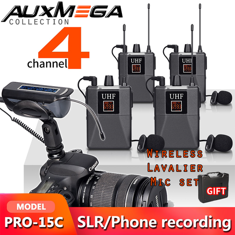 Auxmega™ 4Channel Wireless Lavalier Microphone