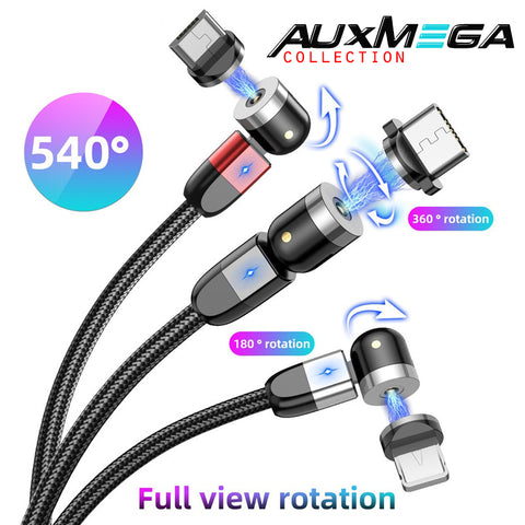 Auxmega™ 360+180 Degree Rotating Magnetic USB Charging Cable - Celly Swag