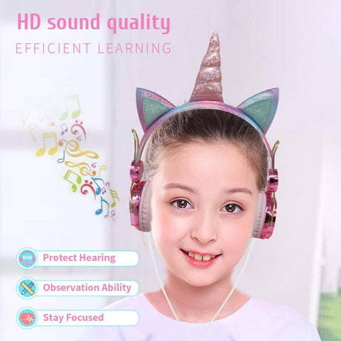 Auxmega™ Cute Unicorn Wired Headphone w/ Mic