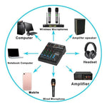 Auxmega™ Bluetooth 4 Channel Audio Mixer Console With Reverb Effect