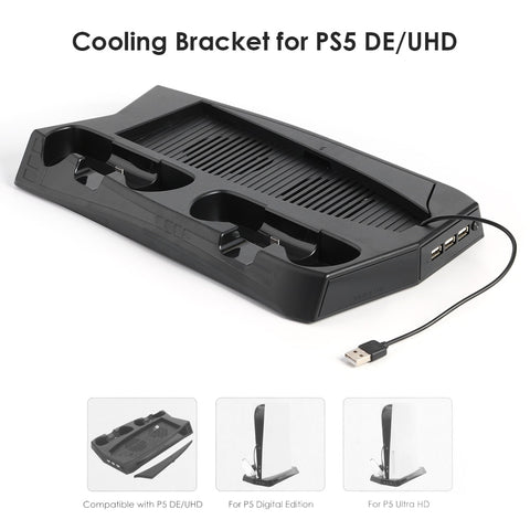 Auxmega Cooling Bracket Fan + 3 Hub USB Dual Controller Charging Station For PS5